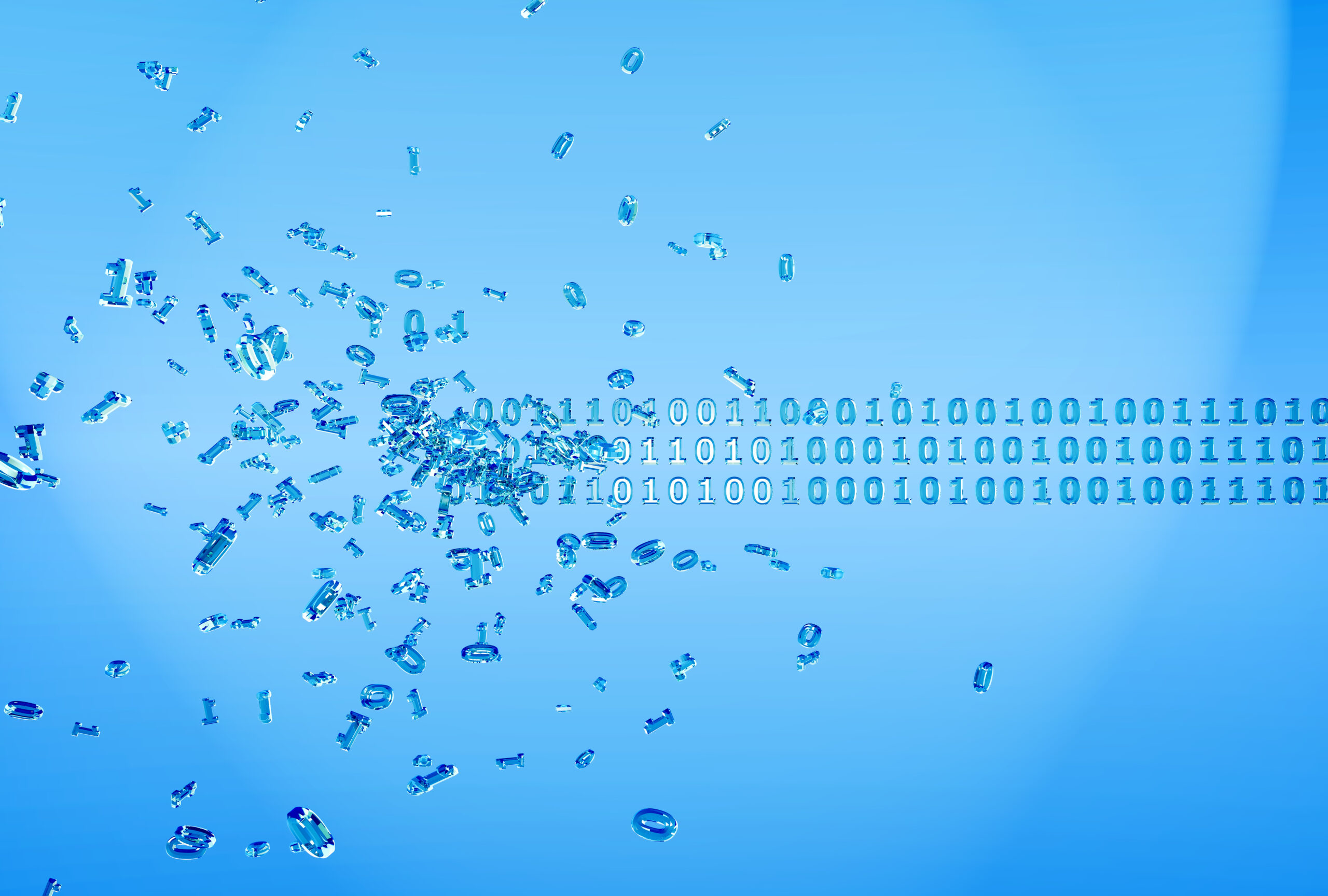 Abstract blue digital data and binary code