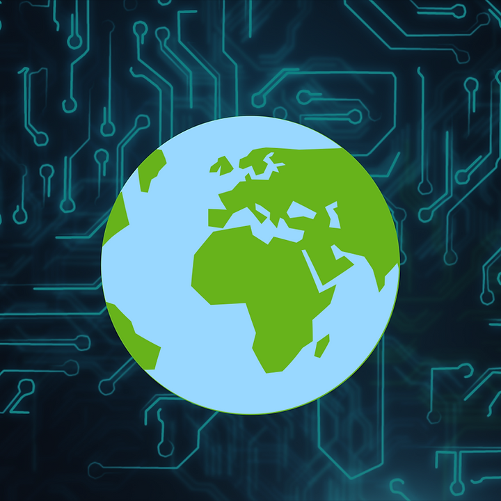 A green globe held above a circuit board, symbolizing sustainable ITAD
